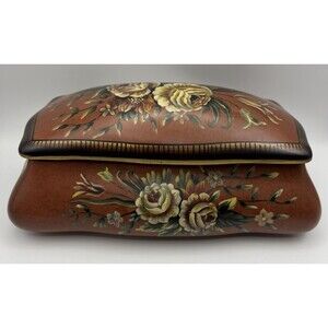 Rare VNTg Floral Decorative ceramic Lidded Vanity Trinket Box - Raymond Waites